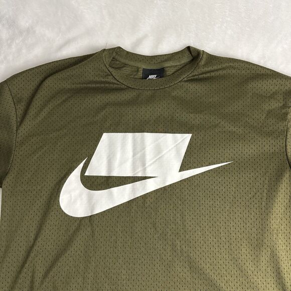 Nike NSW Mens Size Medium Army Green Logo Mesh Short Sleeve Shirt 928627-395 - Picture 8 of 12